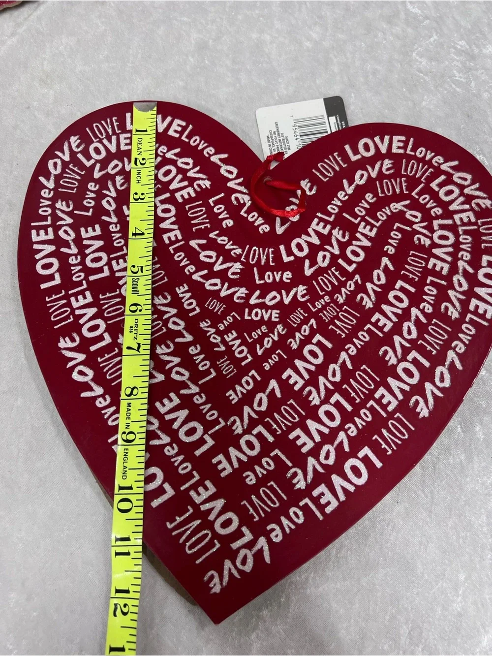 Happy Valentine's Day Red Glitter Heart Wall Decor set of 6 hanging decorations